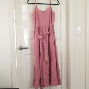 Vero Moda Blush Midi Smock Dress w Belt & Pockets